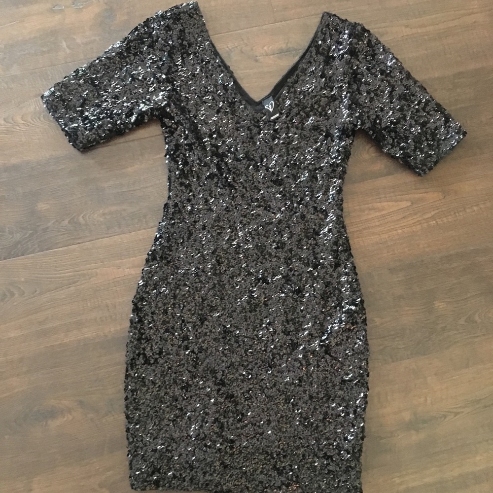 Black Sequin Mini Dress!